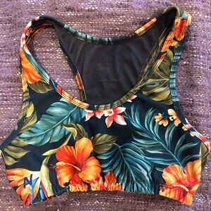 Aviator Nation Tropical Sports Bra - Black and Orange Floral